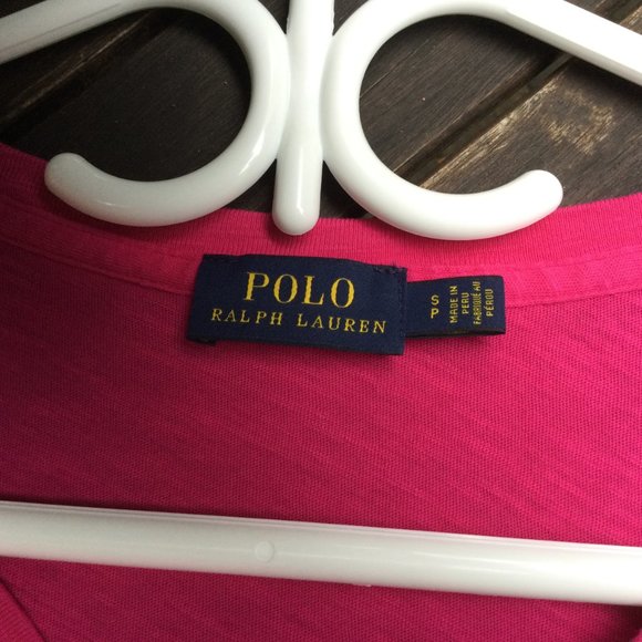 Polo Ralph Lauren Fuchsia Cotton V-neck T-shirt - Picture 4 of 5